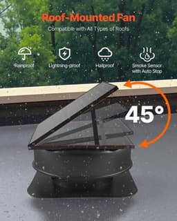 Odsavač na půdu, 50 W inteligentní solární střešní ventilátor s termostatem, dálkovým ovladačem, průtok vzduchu 3000 CFM, vestavěný detektor kouře s automatickým vypnutím pro chlazení a odvlhčování - miniatura 10