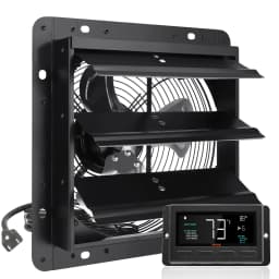 Žaluziový odsavač, 254 mm s regulátorem teploty a vlhkosti, motor EC, 843 CFM, nástěnný plynule regulovatelný ventilátor, pro montáž na půdu, ventilace a chlazení skleníků, garáží, kůlen - miniatura 2