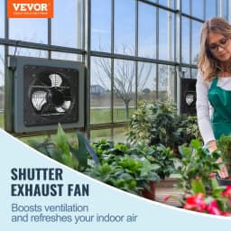 Žaluziový odsavač, 254 mm s regulátorem teploty a vlhkosti, motor EC, 843 CFM, nástěnný plynule regulovatelný ventilátor, pro montáž na půdu, ventilace a chlazení skleníků, garáží, kůlen - miniatura 6