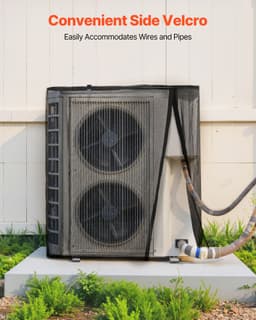 Potah na klimatizaci, 711 x 711 x 812 mm, dvouvrstvý, s odnímatelnou stříškou, voděodolný polyester, univerzální kryt HVAC pro venkovní klimatizační jednotku, černý - miniatura 10