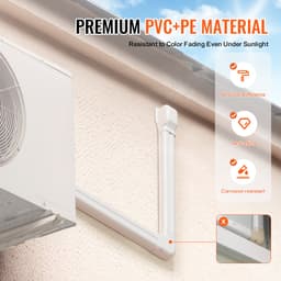 Miniaturní kryt rozdělovacího potrubí šířka 76,2 mm délka 3110 mm, dekorativní PVC kryt potrubní linky pro klimatizaci s 5 přímými kanály a kompletními komponenty, snadná montáž, lakovaný pro tepelná čerpadla, bílý - miniatura 10