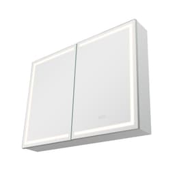 Osvětlená lékárnička se zrcadlem, 60 x 80 cm, nástěnná, tříbarevná stmívatelná LED lékárnička se zrcadlem HD, funkcí paměti nastavení, nastavitelnými policemi, zásuvkami a USB porty - miniatura 4