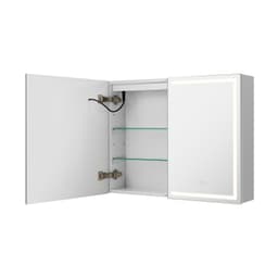Osvětlená lékárnička se zrcadlem, 60 x 80 cm, nástěnná, tříbarevná stmívatelná LED lékárnička se zrcadlem HD, funkcí paměti nastavení, nastavitelnými policemi, zásuvkami a USB porty - miniatura 12