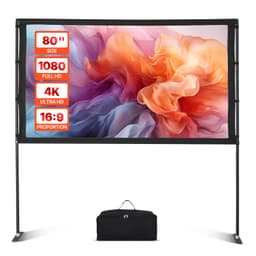 Projekční plátno se stojanem, 80 palců, 160°, široký pozorovací úhel, plátno pro vnitřní i venkovní projekce, 16:9, 4K HD, bez záhybů, přenosné, dvojité, s přepravní taškou, pro promítání filmů v domácím kině - miniatura 2