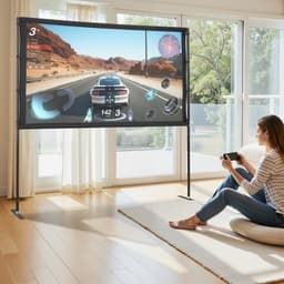 Projekční plátno se stojanem, 80 palců, 160°, široký pozorovací úhel, plátno pro vnitřní i venkovní projekce, 16:9, 4K HD, bez záhybů, přenosné, dvojité, s přepravní taškou, pro promítání filmů v domácím kině - miniatura 1