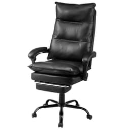 Kancelářské křeslo pro vedení, křeslo s vysokým opěradlem, opěrkou nohou a bederní polštářem, ergonomické křeslo s nastavením naklonění až do 135° a nastavitelnou výškou, otočné křeslo na kolečkách z PU kůže pro práci, studium a hraní, černé - miniatura 4
