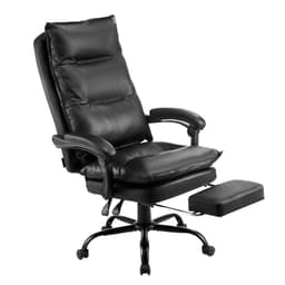 Kancelářské křeslo pro vedení, křeslo s vysokým opěradlem, opěrkou nohou a bederní polštářem, ergonomické křeslo s nastavením naklonění až do 135° a nastavitelnou výškou, otočné křeslo na kolečkách z PU kůže pro práci, studium a hraní, černé - miniatura 3