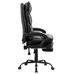 Kancelářské křeslo pro vedení, křeslo s vysokým opěradlem, opěrkou nohou a bederní polštářem, ergonomické křeslo s nastavením naklonění až do 135° a nastavitelnou výškou, otočné křeslo na kolečkách z PU kůže pro práci, studium a hraní, černé - miniatura 12