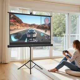 Projekční plátno se stojanem, 60palcové plátno se širokým pozorovacím úhlem 160° pro vnitřní i venkovní použití, 16:9 4K HD, bez záhybů, přenosné, stativ s přepravní taškou, pro domácí kino, kancelář, prezentace - miniatura 1