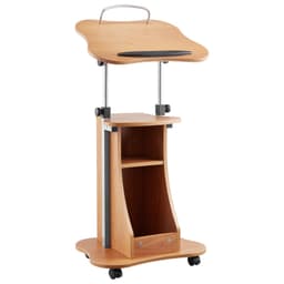 Podstavec pro notebook, 1100 mm, dřevěný řečnický pult, přenosný stůl pod notebook s aretovatelnými kolečky, širokou čtecí plochou a otevřeným úložným prostorem, nastavitelná výška a úhel, pro projevy, přednášky nebo prezentace - miniatura 2