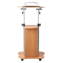 Podstavec pro notebook, 1100 mm, dřevěný řečnický pult, přenosný stůl pod notebook s aretovatelnými kolečky, širokou čtecí plochou a otevřeným úložným prostorem, nastavitelná výška a úhel, pro projevy, přednášky nebo prezentace - miniatura 3