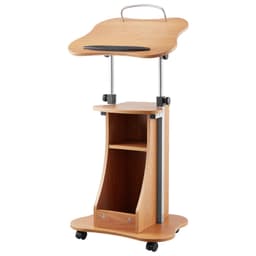 Podstavec pro notebook, 1100 mm, dřevěný řečnický pult, přenosný stůl pod notebook s aretovatelnými kolečky, širokou čtecí plochou a otevřeným úložným prostorem, nastavitelná výška a úhel, pro projevy, přednášky nebo prezentace - miniatura 12