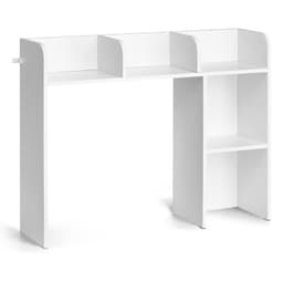 Stolní knihovna, 2patrový organizér na psací stůl, 37,2" x 9,5" x 28,9" kancelářský stojan s dřevěnou vystavovací policí, stolní regál na knihy s protiskluzovými nožkami, do kanceláře, domů a kolejí, bílý - miniatura 4