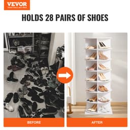 7patrová otočná věž na boty, otočný stojan na boty 360°, kulatá otočná karusel, organizér na boty Lazy Susan s podstavcem do ložnice, obýváku, předsíně, bílá - miniatura 11