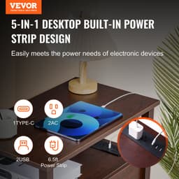 Konferenční stolek ve venkovském stylu, úzká noční skříňka s porty a USB zásuvkami, čtyřúrovňový konferenční stolek se skříňkou pro uložení a 2 zásuvkami, ideální do obývacího pokoje, ložnice, kanceláře, hnědý - miniatura 6