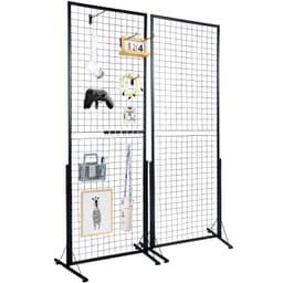 Drátěné stěnové panely 61 x 170,7 cm, věž, 2 balení, vystavovací stojany na mřížkovou stěnu se základnou ve tvaru T, oboustranné mřížkové stěnové panely pro prezentaci uměleckých řemesel, detailní vystavení s přídavnými klipy a háčky - miniatura 2