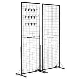 Drátěné stěnové panely 61 x 170,7 cm, věž, 2 balení, vystavovací stojany na mřížkovou stěnu se základnou ve tvaru T, oboustranné mřížkové stěnové panely pro prezentaci uměleckých řemesel, detailní vystavení s přídavnými klipy a háčky - miniatura 12