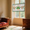 Vitrážový panel, 810 x 433 mm, závěsný Tiffany panel do nadsvětlíku s řetízkem, velký vodorovný obdélníkový vitráž, tradiční ruční umělecké dílo v retro stylu pro kuchyň a domov