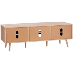 Ratanový stojan pod televizor 65" (165,1 cm), Boho stojan s vestavěnou zásuvkou v barvě dubu - miniatura 5
