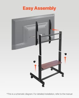 Mobilní stojan pod televizor, vozík na televizi pro obrazovky 55–100 palců, výškově nastavitelný, přenosný stojan na monitor s policí, nosnost do 93 kg, do obýváku, ložnice, kanceláře, venkovní, max. VESA 800 x 600 mm - miniatura 10