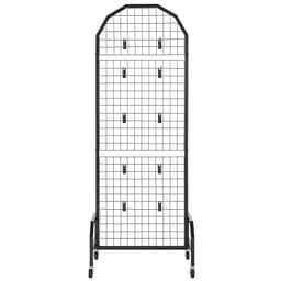 Balení stěnových panelů z drátěné mříže, 600 x 1640 mm, stojan na výstavní panely z drátěné mříže, pohyblivá výstavní polička s kolečky a 20 háčky, černá mřížová stěna z uhlíkové oceli pro vystavení řemesel, dekorací, úložení, nástěnka - miniatura 4