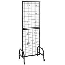 3 balení stěnových panelů z drátěné mříže, 600 x 1640 mm, výstavní stojan, pohyblivá výstavní polička s kolečky a 30 háčky, černá mřížová stěna z uhlíkové oceli pro vystavení řemesel, dekorací, úložení, nástěnka - miniatura 5