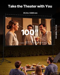 Projekční plátno se stojanem, 100palcové projekční plátno se širokým pozorovacím úhlem 160° pro vnitřní i venkovní použití, 16:9 4K HD, bez záhybů, přenosné, dvojitý stativ s přepravní taškou, pro filmové projekce v domácím kině - miniatura 6