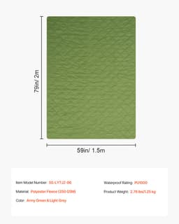 Kempingová deka 2,08 m x 1,4 m (82" x 55"), teplá stadionová deka 330 gsm pro venkovní cestování - miniatura 11