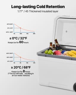 Přenosná turistická lednice, 45 l chladicí box na kolečkách se systémem udržení ledu, odolná madla a držák na nápoje, lehký, pevný, izolovaný přenosný chladicí box, vhodný na rodinné pikniky a dlouhé cesty - miniatura 7