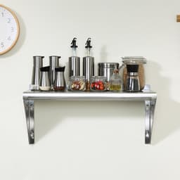Nerezová police 30,5 x 91,4 cm, závěsná nástěnná police s konzolami, nosnost 113,4 kg, komerční regál, odolný skladový regál pro restaurace, kuchyně, bary, domov a hotel - miniatura 1