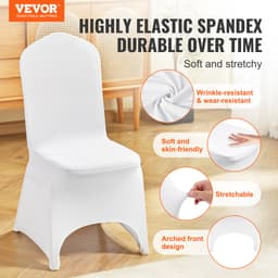 Pružné potahy na skládací židle z elastického spandexu, univerzální, přiléhavé, přední vykrojené, snímatelné, pratelná ochranná pouzdra, na svatby, svátky, bankety, večírky, oslavy, do jídelny (50 ks, bílé) - miniatura 6