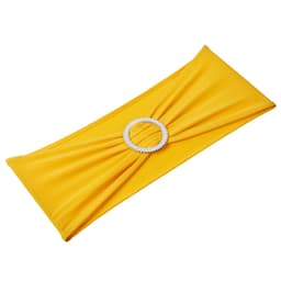 Pružné stuhy na židle z elastického spandexu, potahy na židle a pružné stuhy na židle s kulatou sponou, pružné pásky na židle, vhodné na svatby, svátky, bankety, dekorace na společenské židle (50 ks v žluto-zlaté barvě) - miniatura 4