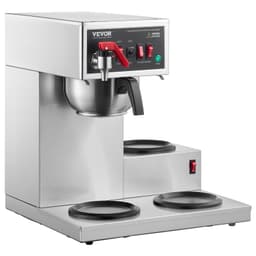 Překapávací kávovar na 12 šálků, s 3 skleněnými konvicemi a 3 ohřívacími deskami, z nerezové oceli, pro přípravu kávou pour-over, do restaurací, kanceláří, kaváren - miniatura 5