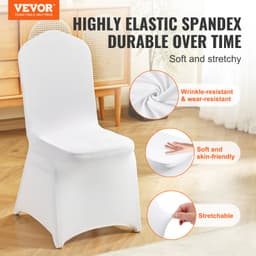 Pružné potahy na skládací židle z elastického spandexu, univerzální potahy na židle, snímatelné, pratelně vhodné ochranné potahy, na svatby, svátky, bankety, oslavy, události, do jídelny (200 ks, bílé) - miniatura 6