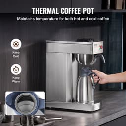 Překapávač na 12 šálků, kávovar s termo konvicí pro udržení tepla nebo chladu, nerezový, pro přípravu kávy metodou pour-over do restaurací, kanceláří, kaváren - miniatura 7