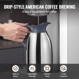 Překapávač na 12 šálků, kávovar s termo konvicí pro udržení tepla nebo chladu, nerezový, pro přípravu kávy metodou pour-over do restaurací, kanceláří, kaváren - miniatura 10