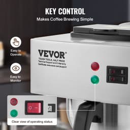 Překapávač na 12 šálků, kávovar s termo konvicí pro udržení tepla nebo chladu, nerezový, pro přípravu kávy metodou pour-over do restaurací, kanceláří, kaváren - miniatura 8