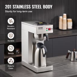 Překapávač na 12 šálků, kávovar s termo konvicí pro udržení tepla nebo chladu, nerezový, pro přípravu kávy metodou pour-over do restaurací, kanceláří, kaváren - miniatura 9