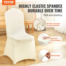 Pružné potahy na skládací židle z elastického spandexu, univerzální potahy na židle, snímatelné, pratelně vhodné ochranné potahy, na svatby, svátky, bankety, oslavy, události, do jídelny (100 ks, béžové) - miniatura 6