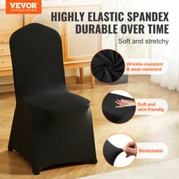 Elastické potahy na skládací židle z pružného spandexu, univerzální potahy na židle, snímatelné, pratelné ochranné potahy, na svatby, oslavy, bankety, večírky, události, do jídelny (50 ks, černé) - miniatura 6