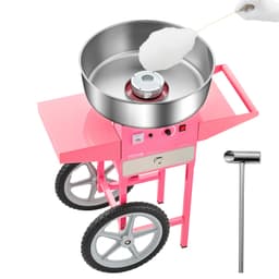 Elektrický stroj na cukrovou vatu s vozíkem, 1000 W, komerční stroj s nerezovou miskou o průměru 52 cm, lopatka na cukr a zásuvka, snadné použití doma, na dětské narozeniny a rodinné oslavy, růžový - miniatura 2