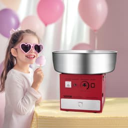 Elektrický stroj na cukrovou vatu, 1000 W, komerční stroj s nerezovou miskou o průměru 52 cm, lopatka na cukr a zásuvka, snadné použití doma, ideální na dětské narozeniny a rodinné oslavy, červený - miniatura 1