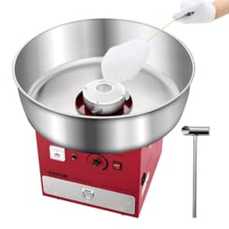 Elektrický stroj na cukrovou vatu, 1000 W, komerční stroj s nerezovou miskou o průměru 52 cm, lopatka na cukr a zásuvka, snadné použití doma, ideální na dětské narozeniny a rodinné oslavy, červený - miniatura 2