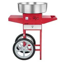 Elektrický stroj na cukrovou vatu s vozíkem, komerční stroj 1000 W s nerezovou miskou o průměru 52 cm, lopatka na cukr a zásuvka, snadné použití doma, na dětské narozeniny a rodinné oslavy, červený - miniatura 5