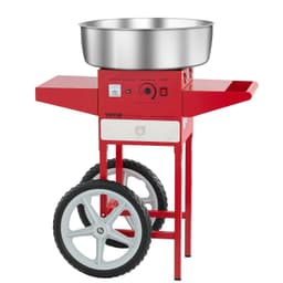 Elektrický stroj na cukrovou vatu s vozíkem, komerční stroj 1000 W s nerezovou miskou o průměru 52 cm, lopatka na cukr a zásuvka, snadné použití doma, na dětské narozeniny a rodinné oslavy, červený - miniatura 3