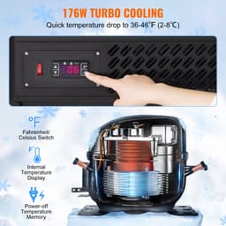 Chladicí vitrína, 3,5 cu ft/100 l, dvouúrovňová pultová chladnička na vystavení dortů s LED osvětlením, rychlý chladicí systém, ventilace No‑Frost, posuvné zadní dveře - miniatura 7