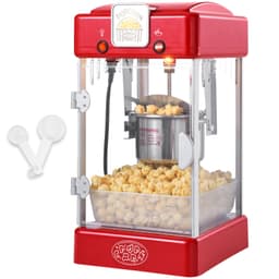 Popcornovač 300 W, kotlík 2,5 uncí, vyrobí 4 kvarty na dávku, stolní popcornovač s PP dvířky, obsahuje 2 ovládací knoflíky a tác, v kinovém stylu, červený - miniatura 12