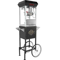 Popcornovač s vozíkem, 850 W, kotlík 8 uncí, připraví 48 šálků na dávku, popcornovač s tvrzeným sklem, obsahuje 4 ovládací knoflíky, v kinovém stylu, černý - miniatura 3