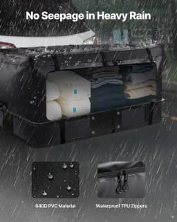 Přepravní taška na tažný hák, vodotěsná, 840D PVC, 59,84 x 24,02 x 30,63 palců (25 kubických stop), odolná přepravní taška pro skladování nákladu v ložné ploše pickupu s vyztuženými popruhy, vhodná pro osobní auta, SUV, dodávky a koše na tažný hák - miniatura 7