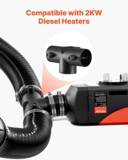Konektor pro dieselové topení, příslušenství pro připojovací kabel dieselového topení 59 mm, třícestné T-kusy s 2 otočnými ventily 90°, černé konektory pro topení 2 kW - miniatura 7